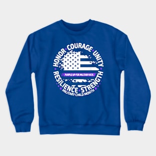 Purple Up for Military Kid Us Flag Cool Military Child Month Crewneck Sweatshirt